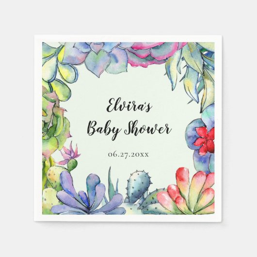 Kakteen, Aquarell Serviette (Vorderseite)