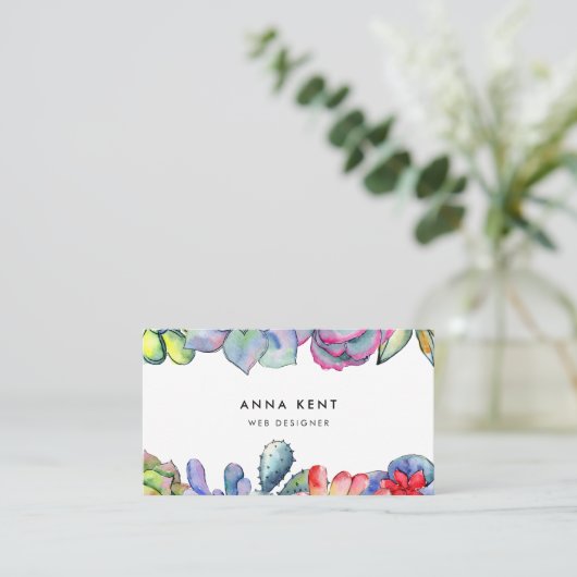 Kakteen, Aquarell Visitenkarte (Stehend Vorderseite)
