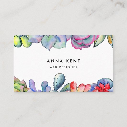 Kakteen, Aquarell Visitenkarte (Vorderseite)