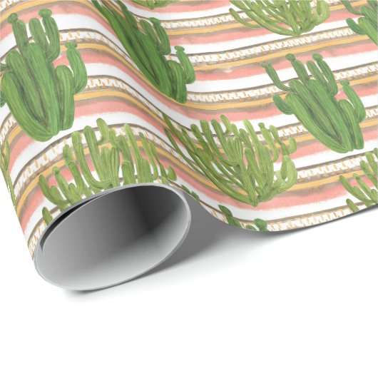 Kakteen, Aquarellfarbe, Streifen-Hintergrund, naht Geschenkpapier (Rolleneckpunkt)