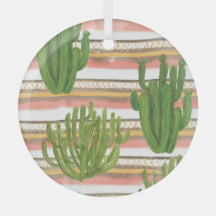 Kakteen, Aquarellfarbe, Streifen-Hintergrund, naht Ornament Aus Glas