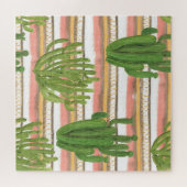 Kakteen, Aquarellfarbe, Streifen-Hintergrund, naht Puzzle (Horizontal)