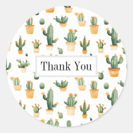 Kakteen auf Weiß Runder Aufkleber