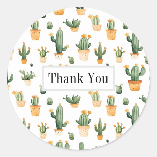Kakteen auf Weiß Runder Aufkleber (Vorderseite)
