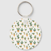 Kakteen auf Weiß Schlüsselanhänger (Rückseite)