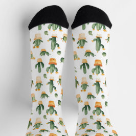 Kakteen auf Weiß Socken