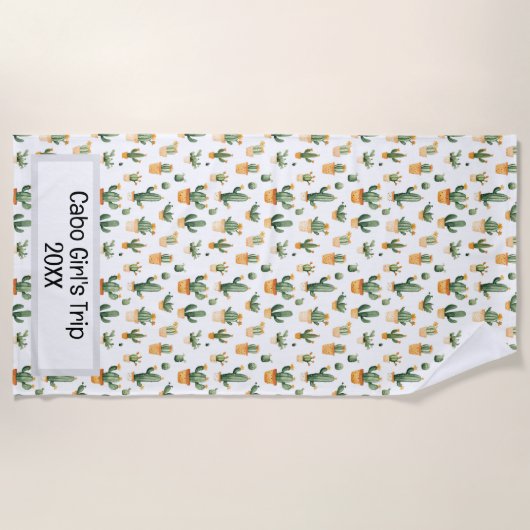 Kakteen auf Weiß Strandtuch (Vorderseite)