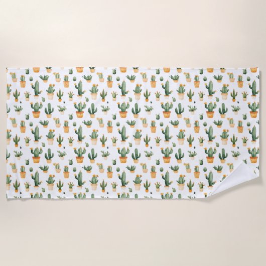 Kakteen auf Weiß Strandtuch (Vorderseite)