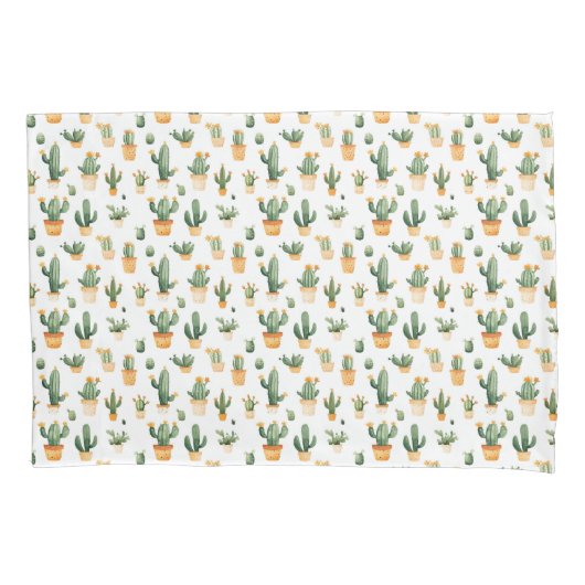 Kakteen auf weißem Kissen Kissenbezug (Vorderseite)