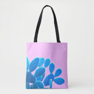 Kakteen blau auf rosa Untergrund. Mode, m Tasche