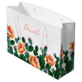 Kakteen Blühen mit Blume Große Geschenktüte (Rückseite Schrägansicht)