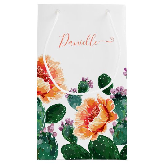 Kakteen Blühen mit Blume Kleine Geschenktüte (Rückseite)