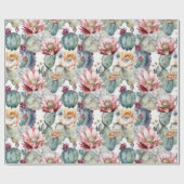 Kakteen blühende Sukkulente Geschenkpapier (Flach)