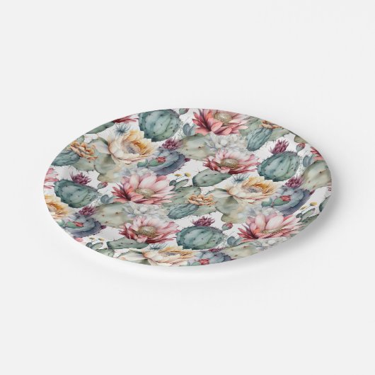 Kakteen blühende Sukkulente Pappteller (Schrägansicht)