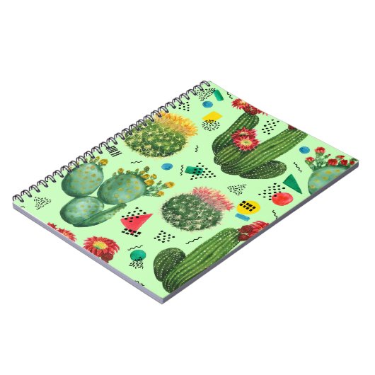 Kakteen-Blume: Geometrischer Hintergrund für Wasse Notizblock (Linke Seite)
