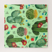 Kakteen-Blume: Geometrischer Hintergrund für Wasse Puzzle (Horizontal)