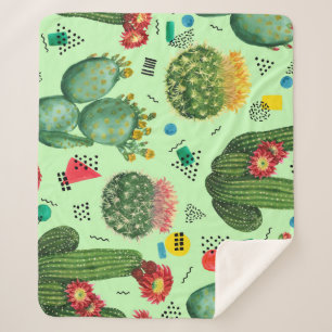 Kakteen-Blume: Geometrischer Hintergrund für Wasse Sherpadecke