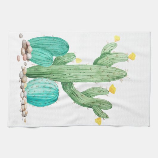 Kakteen Cactus succulent Watercolor Geschirrtuch (Horizontal)