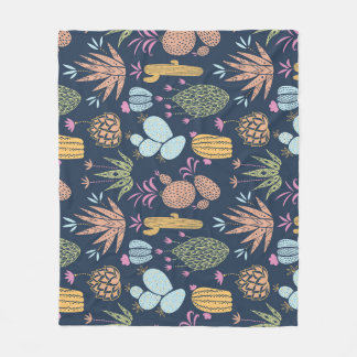 Kakteen Charm: farbenfrohe Vintage Blume Fleecedecke