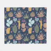 Kakteen Charm: farbenfrohe Vintage Blume Fleecedecke (Vorderseite (Horizontal))