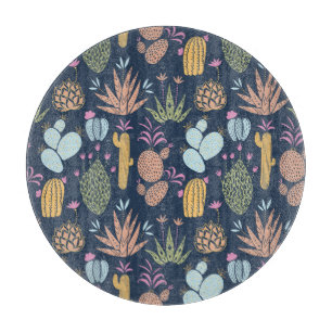 Kakteen Charm: farbenfrohe Vintage Blume Schneidebrett