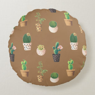 Kakteen der grünen Dessrt in Pots Rundes Kissen