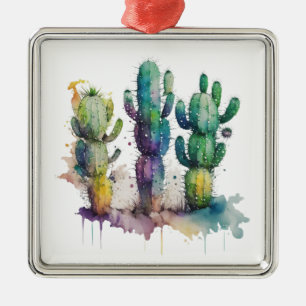 Kakteen-Design mit bunten Spritzern Ornament Aus Metall