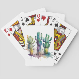 Kakteen-Design mit bunten Spritzern Spielkarten