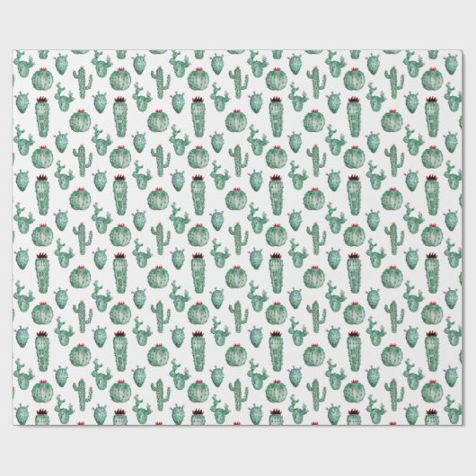 Kakteen Design Wrapping Paper, Aquarellfarbdesign Geschenkpapier (Flach)