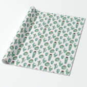 Kakteen Design Wrapping Paper, Aquarellfarbdesign Geschenkpapier (Ungerollt)
