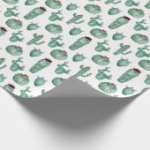 Kakteen Design Wrapping Paper, Aquarellfarbdesign Geschenkpapier (Ecke)