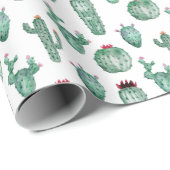 Kakteen Design Wrapping Paper, Aquarellfarbdesign Geschenkpapier (Rolleneckpunkt)