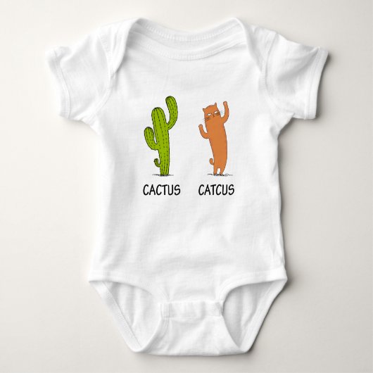 Kakteen, Funny Cat Gift, Cactus & Cat Lover Baby Strampler (Vorderseite)