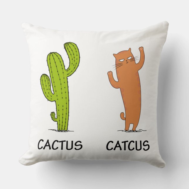 Kakteen, Funny Cat Gift, Cactus & Cat Lover Kissen (Vorderseite)
