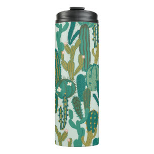 Kakteen Green wiederholt Vintage Textur Thermosbecher