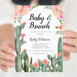 Kakteen Grün Baby Brunch Einladung