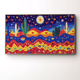 Kakteen, Herz und Mondlicht-Sterne Poster