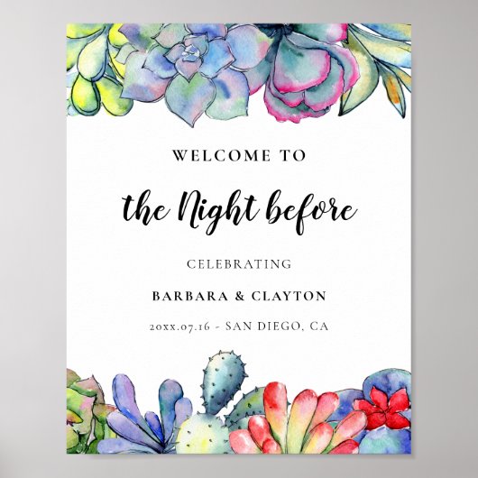 Kakteen Herzlich Willkommen in der Nacht zuvor Poster (Vorne)