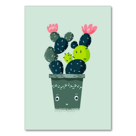 Kakteen in einem lächelnden Topf Tischnummer (Vorderseite)