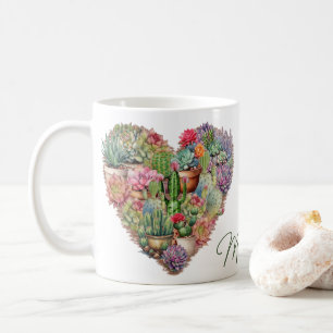 Kakteen in einer Herzform Kaffeetasse
