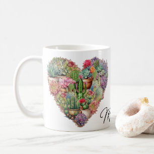 Kakteen in einer Herzform Kaffeetasse