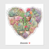 Kakteen in Herzform Vinyl Aufkleber (Blatt)