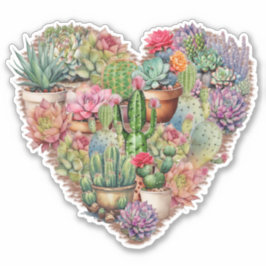 Kakteen in Herzform Vinyl Aufkleber