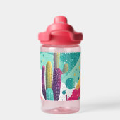 Kakteen in lebhaften Farben Trinkflasche (Rückseite)