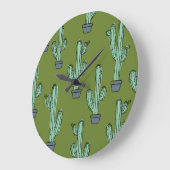 Kakteen in Pot Illustration Große Wanduhr (Winkel)