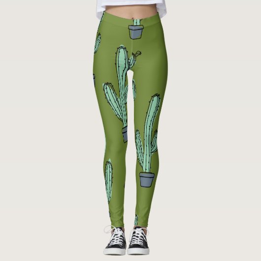 Kakteen in Pot Illustration Leggings (Vorderseite)
