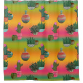 Kakteen in Pots Ombre Pink und Gold Beautiful Duschvorhang (Vorderseite)
