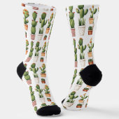 Kakteen in Töpfen mit Blume Socken (Gewinkelt)