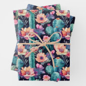 Kakteen, kleine Blume, Aquarellmuster Geschenkpapier Set (Beispiel)