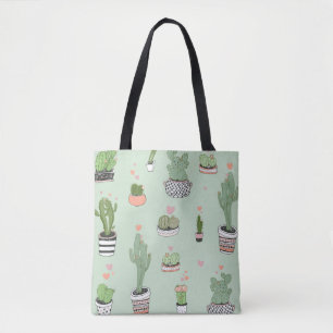 Kakteen Liebe: Niedliches Cartoon Muster. Tasche
